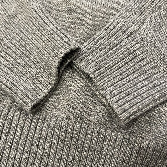 Banana Republic Mens L Merino Wool Blend Sweater Grey 1/4 Mock Neck Preppy Snaps - Picture 8 of 11